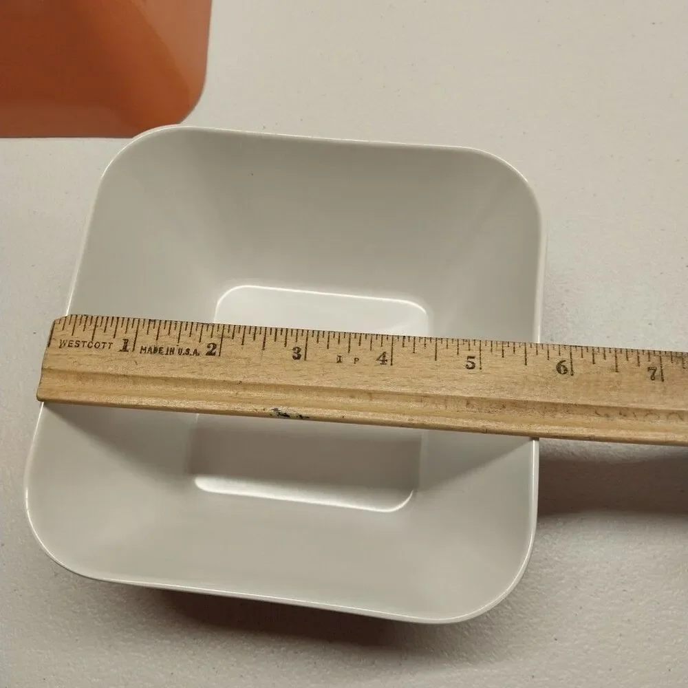 Target Home Everyday Melamine Square Bowls Set 4 Orange White 5.75
